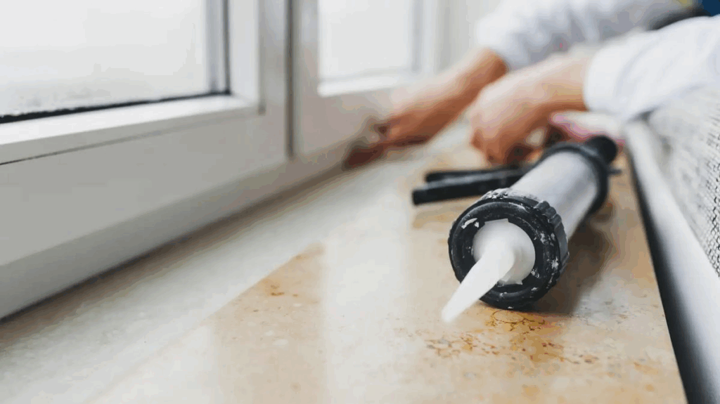 Caulking window frame for better insulation and energy efficiency